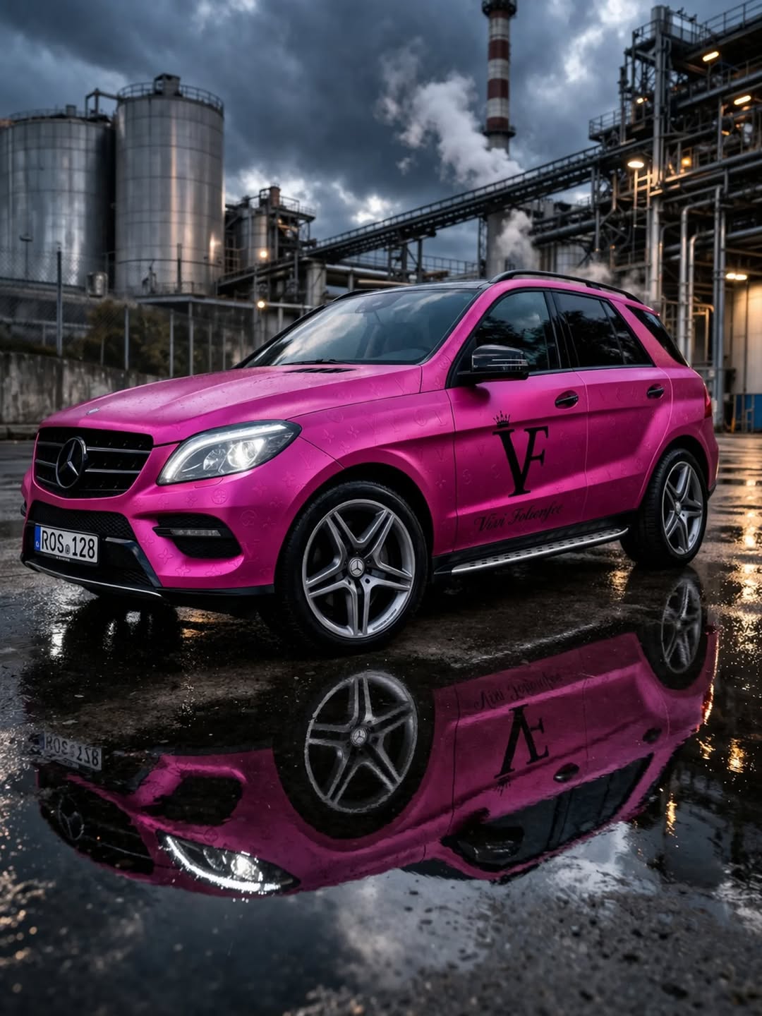 Mercedes GLE nach Vollfolierung in Pink durch viviFolienfee